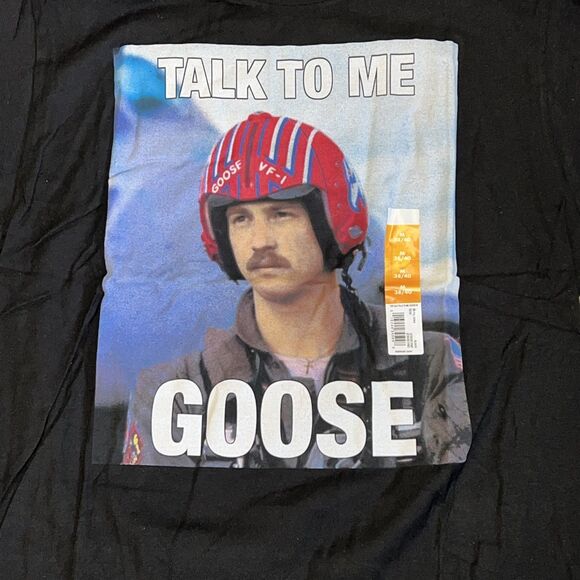 Top Gun Mens Black Talk To Me Goose Graphic Tee Short Sleeve T-Shirt Size Medium - Picture 3 of 4